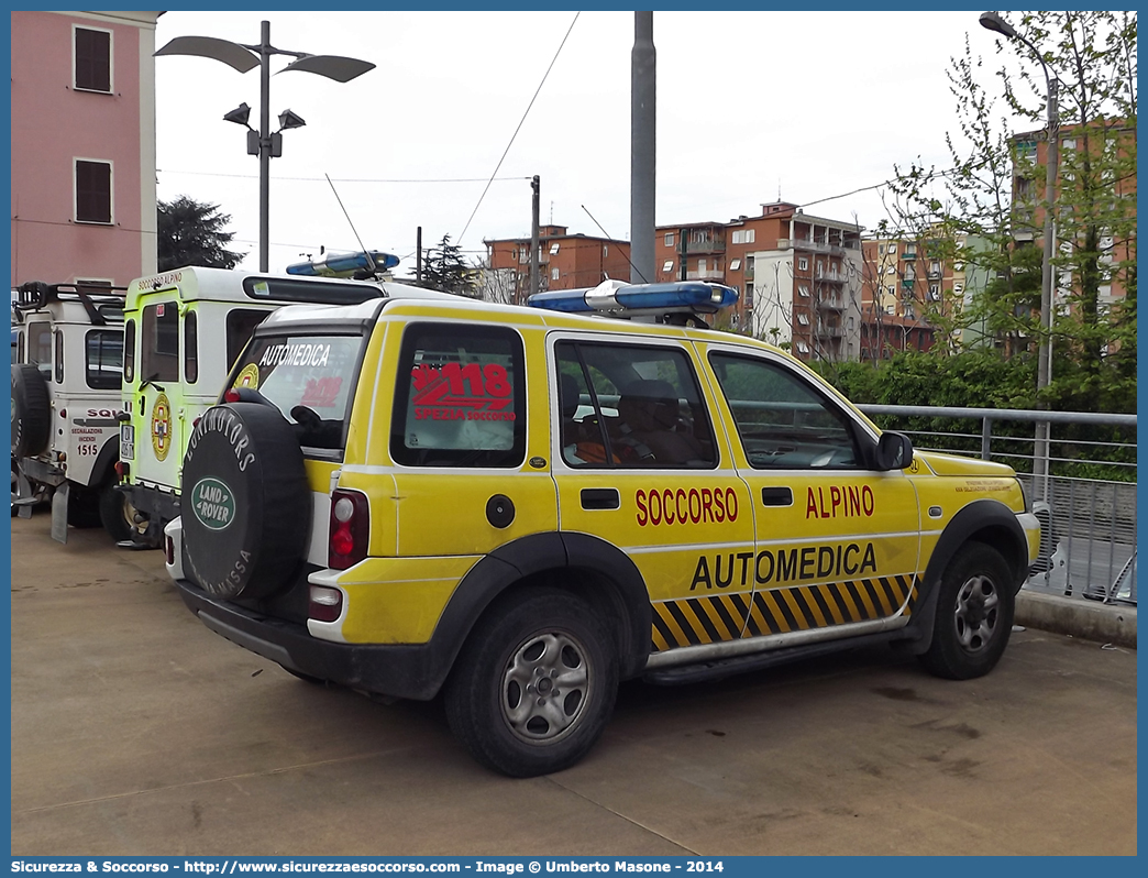 -
Corpo Nazionale
Soccorso Alpino e Speleologico
Delegazione Alpina
XXXI Liguria di Levante
Stazione di La Spezia
Land Rover Freelander
I serie restyling
Parole chiave: CNSAS;C.N.S.A.S.;Corpo;Nazionale;Soccorso;Alpino;Speleologico;Liguria;SASL;S.A.S.L.;La Spezia;Land Rover;Freelander