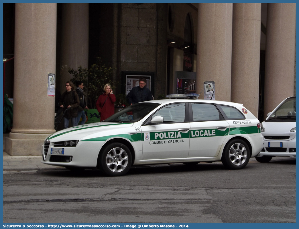 Polizia Locale YA947AA
Polizia Locale
Comune di Cremona
Alfa Romeo 159 Sportwagon
Allestitore Ciabilli S.r.l.
Parole chiave: Polizia;Locale;Municipale;Cremona;Alfa Romeo;159;Sportwagon;Sport;Station;Wagon;SW;S.W.;Ciabilli;YA947AA;YA 947 AA