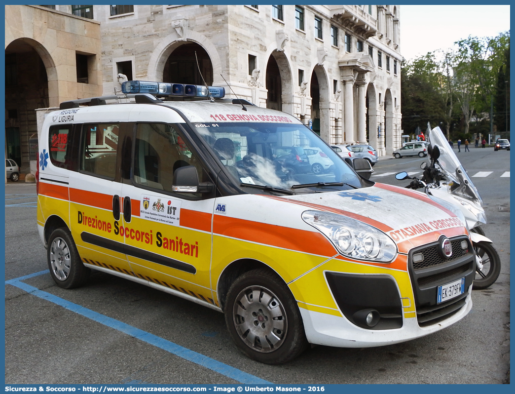 GOLF 1
118 Genova Soccorso
Fiat Doblò II serie
Allestitore AVS S.a.s.
Parole chiave: 118;Genova;Soccorso;Automedica;Fiat;Doblò;Doblo;AVS;A.V.S.