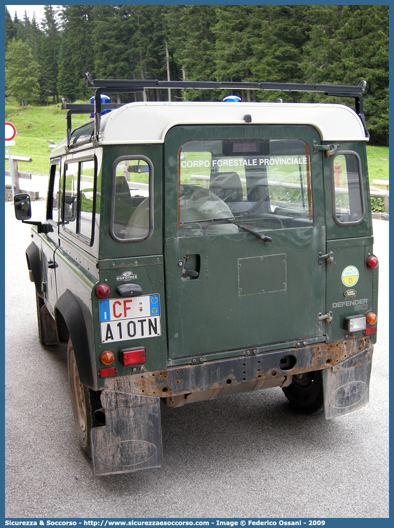 CF A10TN
Corpo Forestale
Provincia Autonoma di Trento
Land Rover Defender 90
Parole chiave: CF;C.F.;TN;Corpo;Forestale;Trento;Trentino;Land;Rover;Defender;90