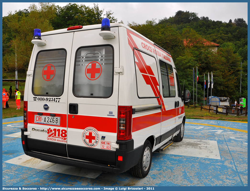 CRI A246B
Croce Rossa Italiana
Rossiglione
Fiat Ducato II serie restyling
Allestitore MAF S.n.c.
Parole chiave: Croce;Rossa;Italiana;CRI;C.R.I.;Ambulanza;Fiat;Ducato;MAF;M.A.F.;Mariani Alfredo e Figli;Rossiglione