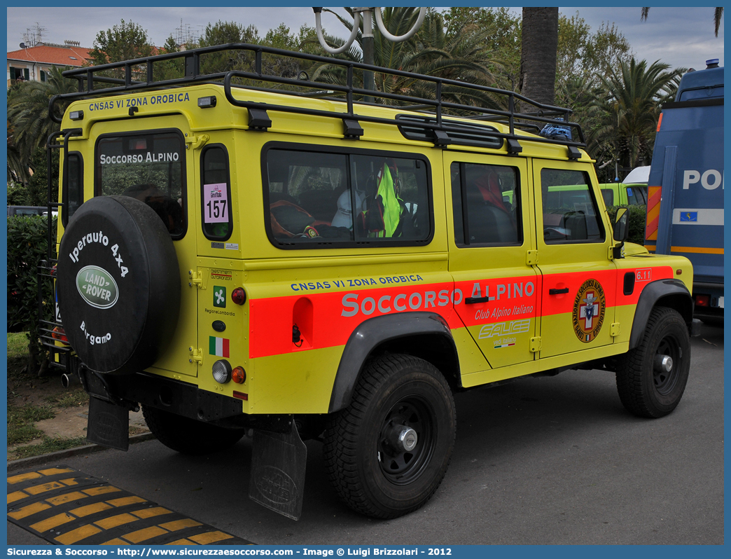 6.11
Corpo Nazionale
Soccorso Alpino e Speleologico
Delegazione Alpina VI Orobica
Land Rover Defender 110
Parole chiave: CNSAS;C.N.S.A.S.;Corpo;Nazionale;Soccorso;Alpino;Speleologico;Lombardia;SASL;S.A.S.L.;Land Rover;Defender;110