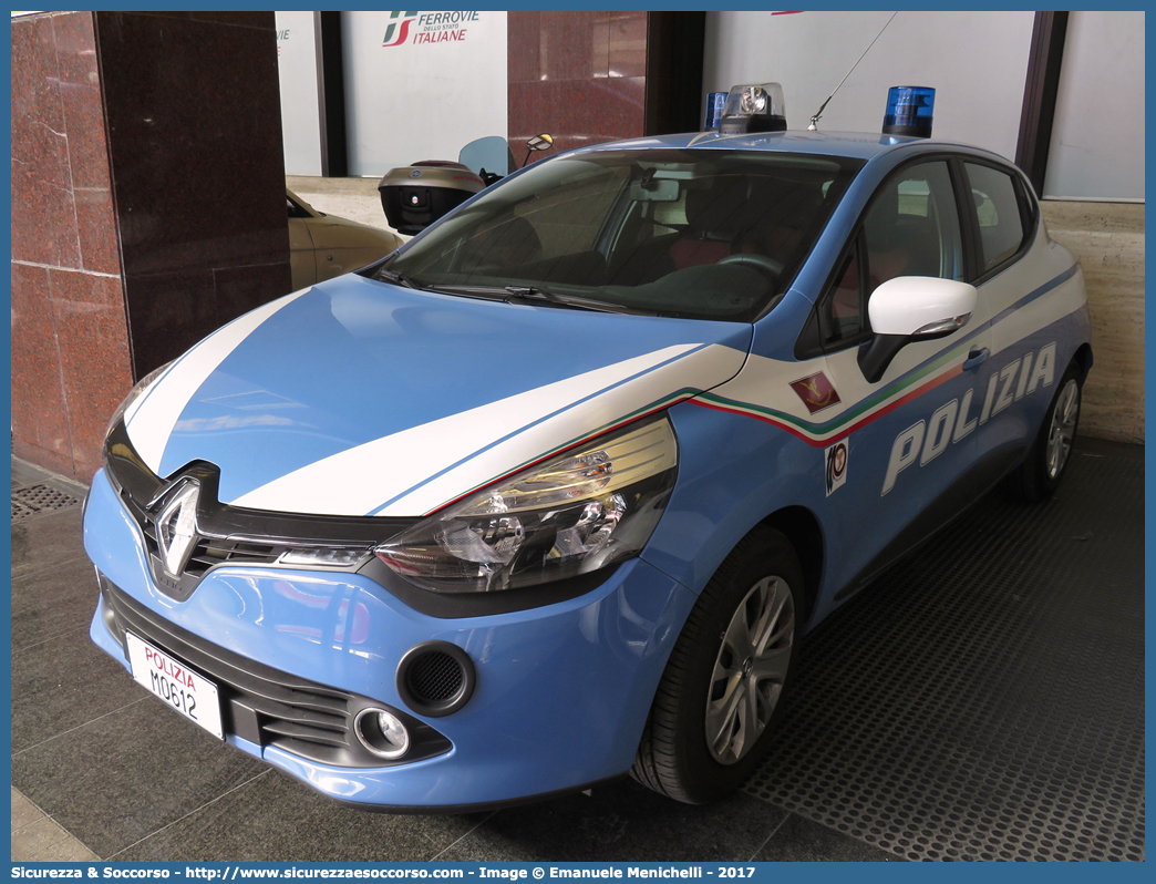 Polizia M0612
Polizia di Stato
Polizia Ferroviaria
Renault Clio VI serie
Allestitore Focaccia Group S.r.l.
Parole chiave: Polizia;di;Stato;PS;P.S.;Ferroviaria;Polfer;Renault;Clio;Focaccia