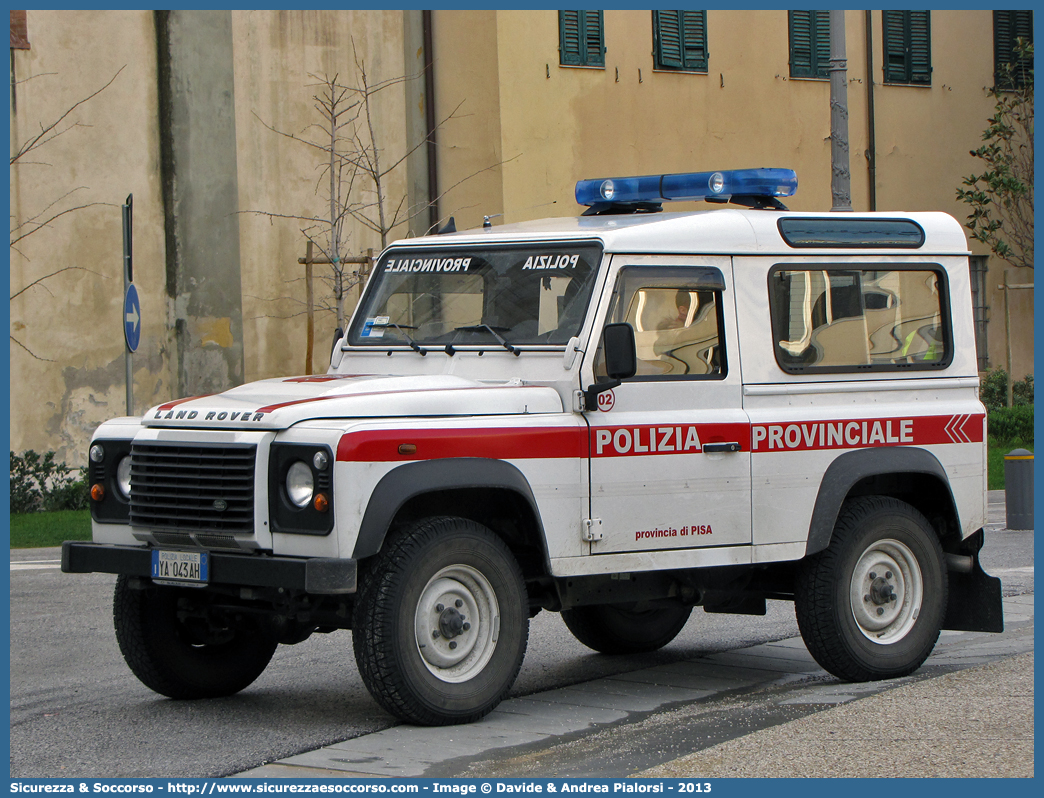 Polizia Locale YA043AH
Polizia Provinciale
Provincia di Pisa
Land Rover Defender 90
Parole chiave: Polizia;Locale;Provinciale;Pisa;Land Rover;Defender;90;YA043AH;YA 043 AH