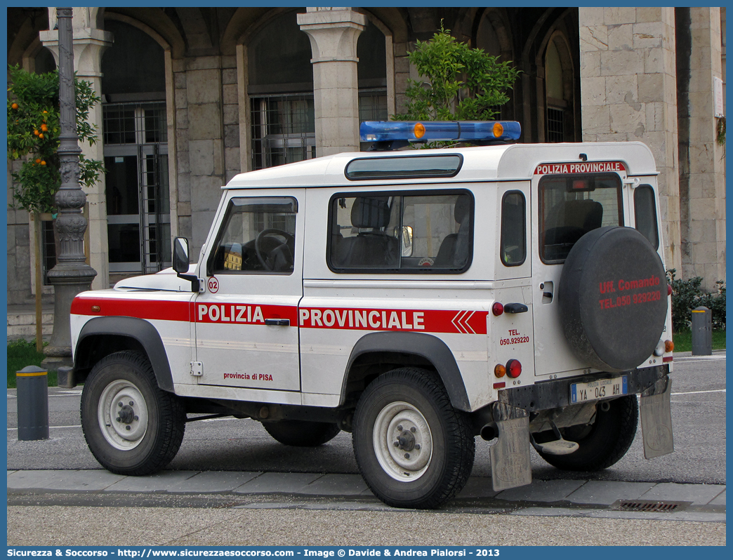 Polizia Locale YA043AH
Polizia Provinciale
Provincia di Pisa
Land Rover Defender 90
Parole chiave: Polizia;Locale;Provinciale;Pisa;Land Rover;Defender;90;YA043AH;YA 043 AH