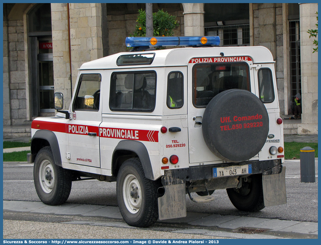 Polizia Locale YA043AH
Polizia Provinciale
Provincia di Pisa
Land Rover Defender 90
Parole chiave: Polizia;Locale;Provinciale;Pisa;Land Rover;Defender;90;YA043AH;YA 043 AH