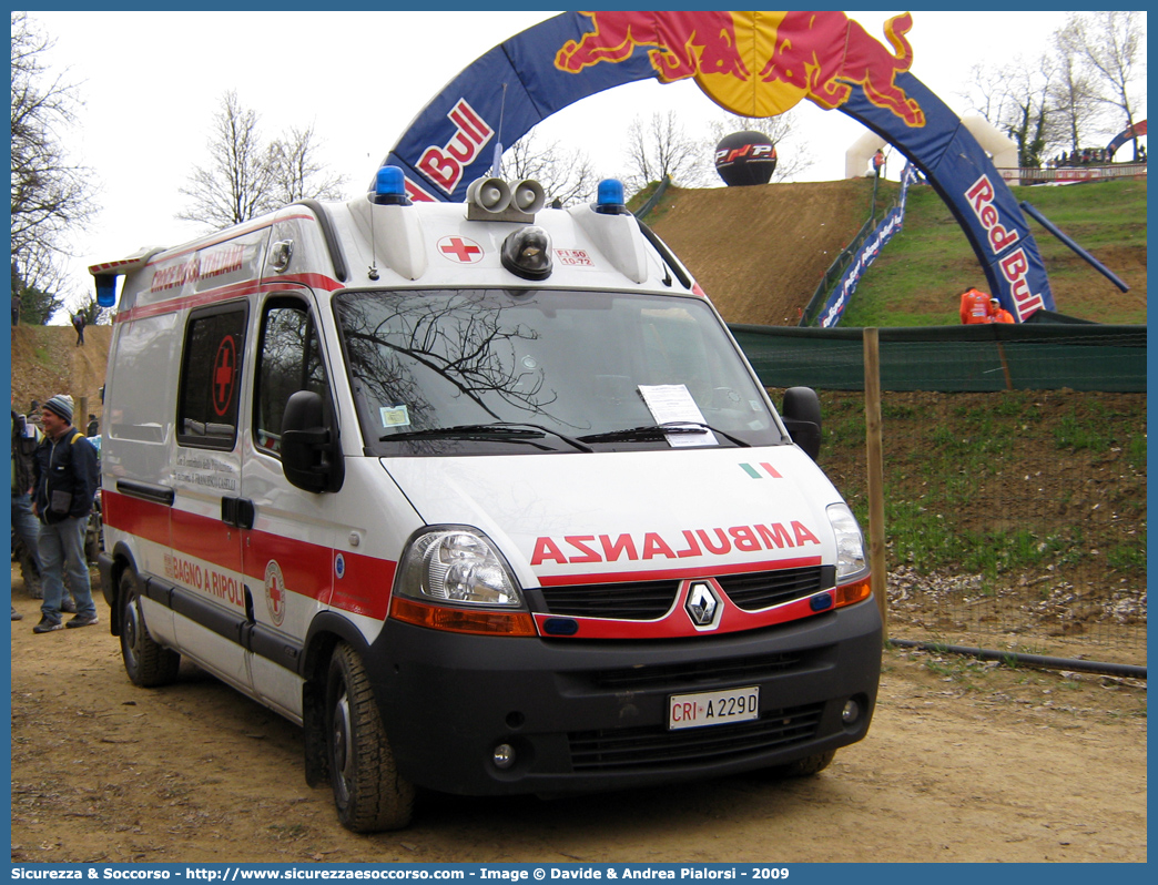 CRI A229D
Croce Rossa Italiana
Bagno a Ripoli (FI)
Renault Master III serie
Allestitore Orion S.r.l.
Parole chiave: Croce;Rossa;Italiana;CRI;C.R.I.;Ambulanza;Renault;Master;Bagno a Ripoli;Orion