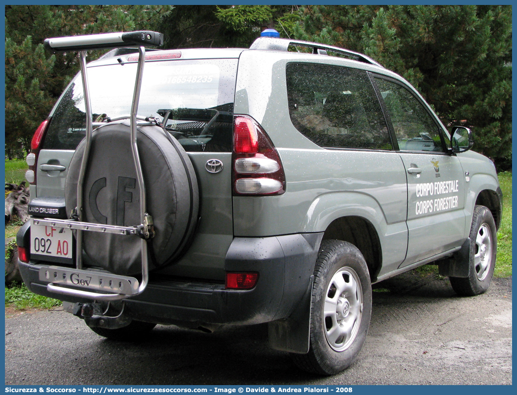 CF 092 AO
Corpo Forestale
Regione Valle d'Aosta
Toyota Land Cruiser VI serie
Parole chiave: Corpo;Forestale;Aosta;CF;C.F.;AO;A.O.;Toyota;Land Cruiser;CF 092 AO;CF092AO