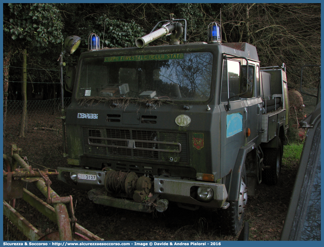 CFS 3137
Corpo Forestale dello Stato
Nucleo Antincendio Boschivo
Iveco OM 90P
Allestitore Baribbi S.p.A.
Parole chiave: Corpo;Forestale;Stato;Corpo Forestale dello Stato;CFS;C.F.S.;Antincendio;Boschivo;AIB;A.I.B.;Iveco;OM;90P;90 P;Baribbi