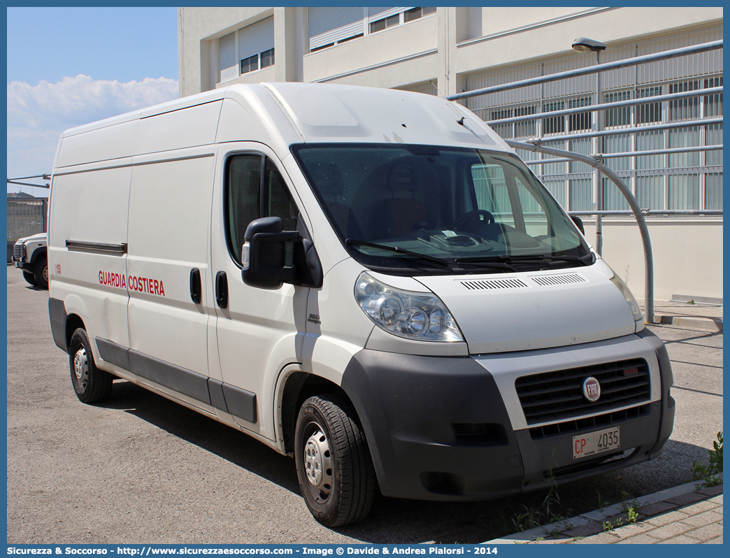 CP 4035
Corpo delle Capitanerie di Porto
Guardia Costiera
Fiat Ducato III serie
Parole chiave: CP;C.P.;GC;G.C.;Guardia;Costiera;Capitaneria;Capitanerie;Porto;Guardia Costiera;Fiat;Ducato;X250;X 250;4035