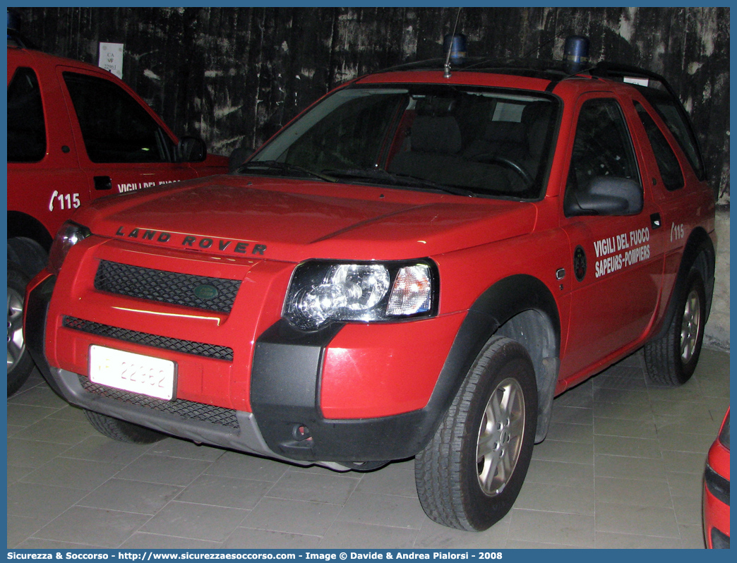 VF 22962
Vigili del Fuoco
Regione Autonoma Valle d'Aosta
Land Rover Freelander I serie restyling
Parole chiave: VVF;V.V.F.;Vigili;del;Fuoco;Regione;Autonoma;Valle;Aosta;Land Rover;Freelander