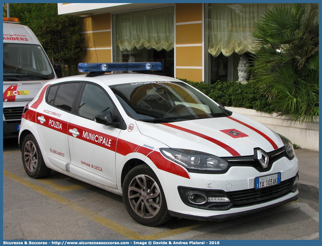 Polizia Locale YA103AK
Polizia Municipale
Comune di Lucca
Renault Megane V serie
Allestitore Bertazzoni S.r.l.
Parole chiave: PL;P.L.;PM;P.M.;Polizia;Locale;Municipale;Lucca;Renault;Megane;Bertazzoni