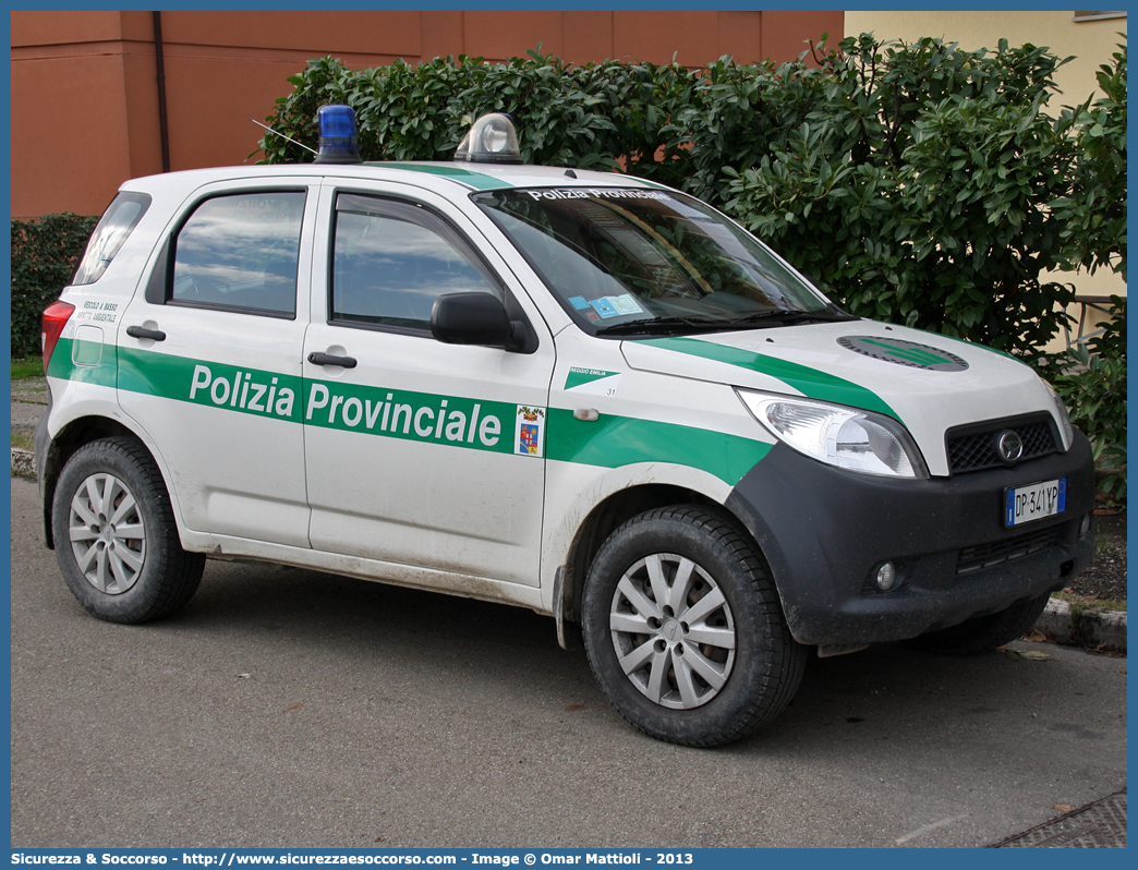 -
Polizia Provinciale
Provincia di Reggio Emilia
Daihatsu Terios III serie
Parole chiave: Polizia;Locale;Provinciale;Reggio Emilia;Daihatsu;Terios