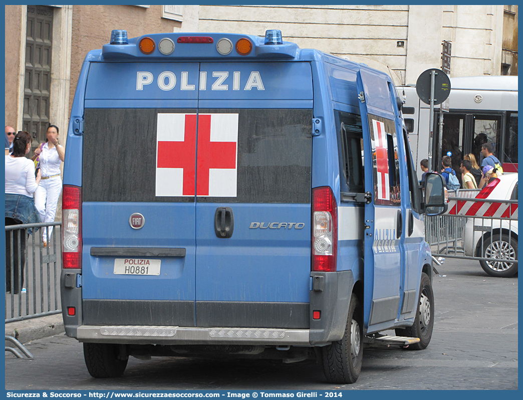 Polizia H0881
Polizia di Stato
Servizio Sanitario
Fiat Ducato III serie
Allestitore FAST S.r.l.
Parole chiave: PS;P.S.;Polizia;di;Stato;Servizio;Sanitario;Fiat;Ducato;X250;Ambulanza;Fast;F.A.S.T.