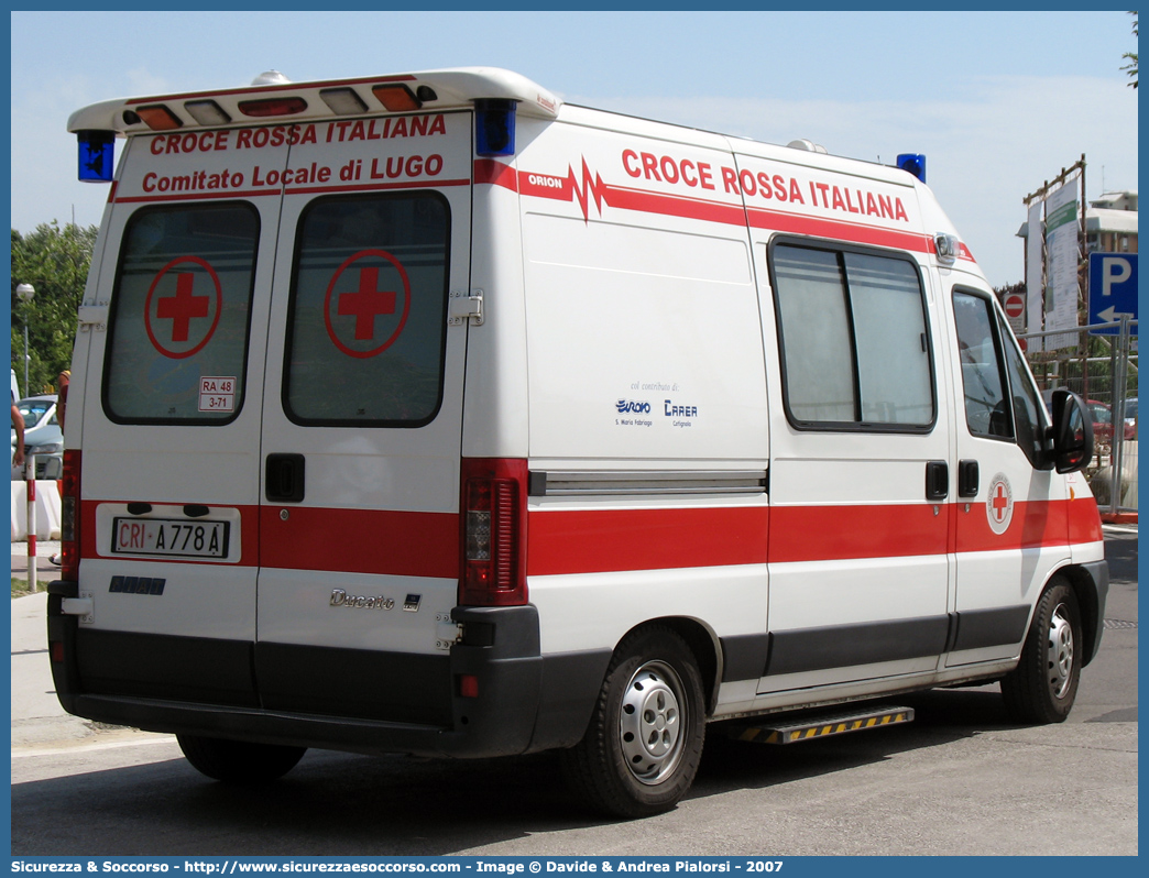 CRI A778A
Croce Rossa Italiana
Lugo
Fiat Ducato II serie restyling
Allestitore Orion S.r.l.
Parole chiave: Croce;Rossa;Italiana;CRI;C.R.I.;Ambulanza;Fiat;Ducato;Orion;Lugo