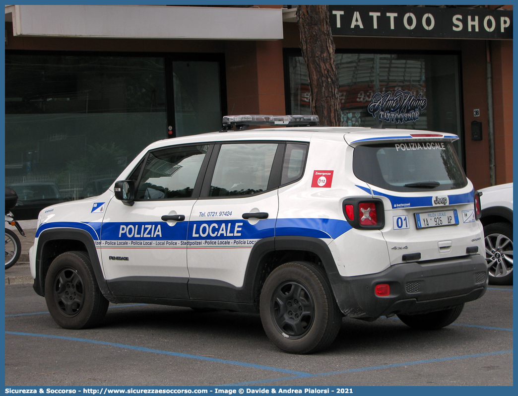 Polizia Locale YA926AP
Polizia Locale
Comune di Terre Roveresche
Jeep Renegade I serie restyling
Allestitore Bertazzoni S.r.l.
Parole chiave: Polizia;Locale;Municipale;Terre Roveresche;Barchi;Orciano di Pesaro;Piagge;San Giorgio di Pesaro;Jeep;Renegade;Bertazzoni;YA926AP;YA 926 AP