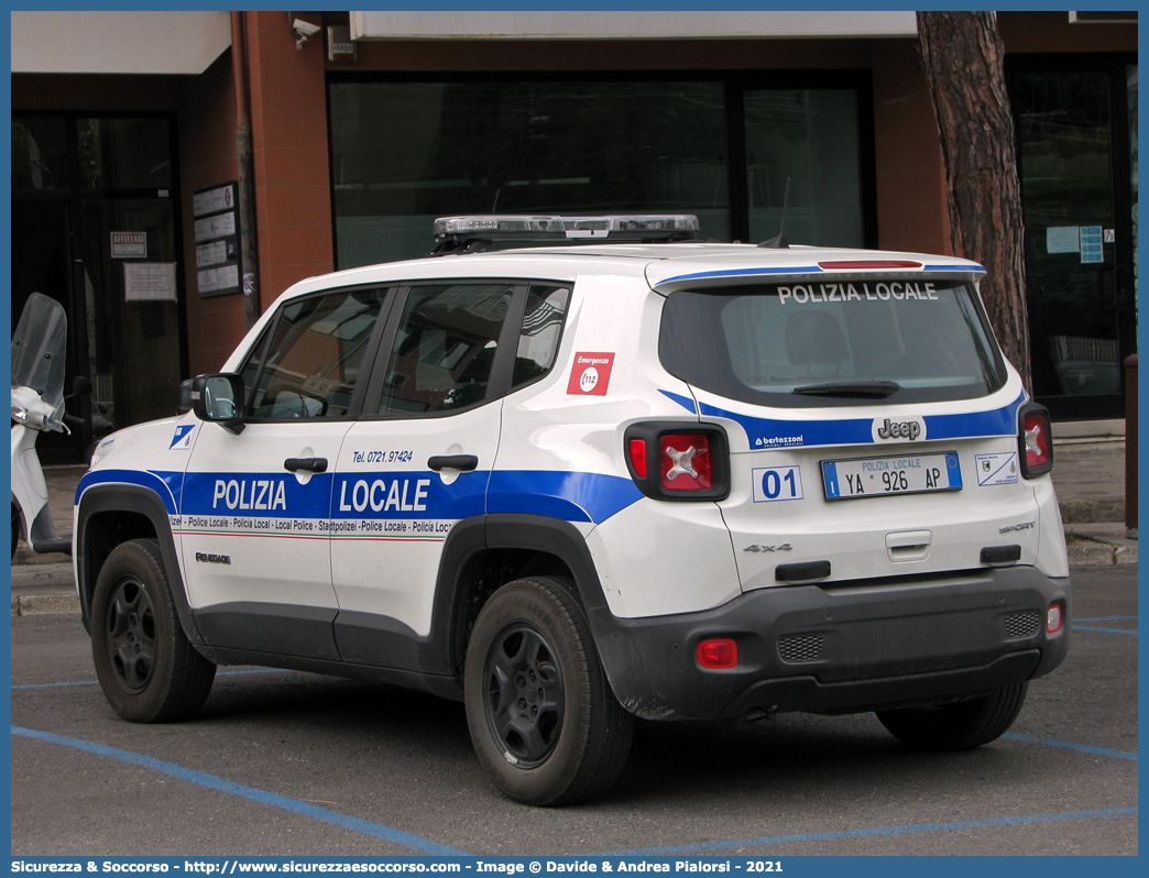 Polizia Locale YA926AP
Polizia Locale
Comune di Terre Roveresche
Jeep Renegade I serie restyling
Allestitore Bertazzoni S.r.l.
Parole chiave: Polizia;Locale;Municipale;Terre Roveresche;Barchi;Orciano di Pesaro;Piagge;San Giorgio di Pesaro;Jeep;Renegade;Bertazzoni;YA926AP;YA 926 AP