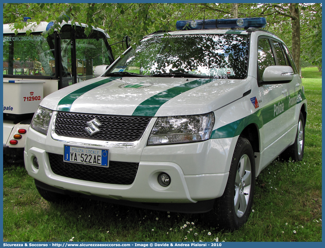 Polizia Locale YA522AE
Polizia Provinciale
Provincia di Forlì - Cesena
Suzuki Grand Vitara III serie
Allestitore Focaccia Group S.r.l.
Parole chiave: Polizia;Locale;Provinciale;Forlì;Cesena;Suzuki;Grand Vitara;Focaccia;YA522AE;YA 522 AE