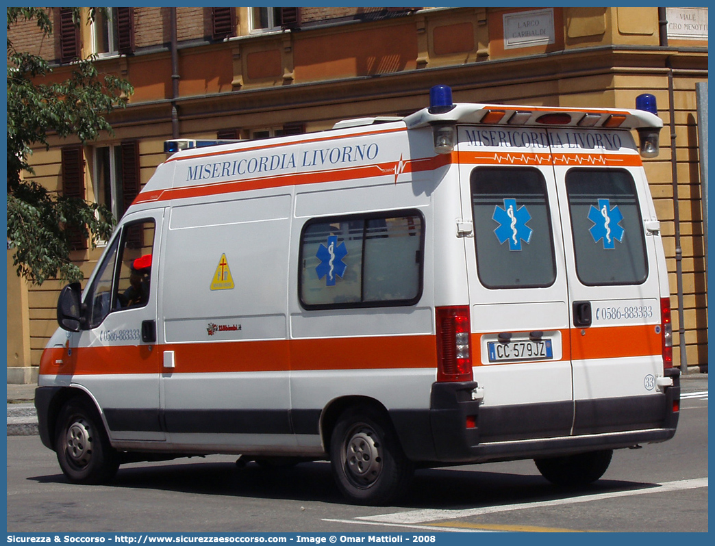 33
Misericordia di Livorno
Fiat Ducato II serie restyling
Allestitore Orion S.r.l.
Parole chiave: Misericordie;Misericordia;Livorno;Ambulanza;Fiat;Ducato;Orion