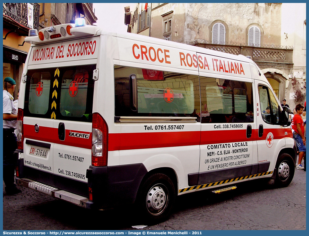 CRI 516AA
Croce Rossa Italiana
Nepi - Castel Sant'Elia - Monterosi
Fiat Ducato III serie
Allestitore FAST S.r.l.
Parole chiave: Croce;Rossa;Italiana;CRI;C.R.I.;Ambulanza;Fiat;Ducato;X250;Nepi;Castel Sant Elia;Castel Sant&#039;Elia;Monterosi;Fast