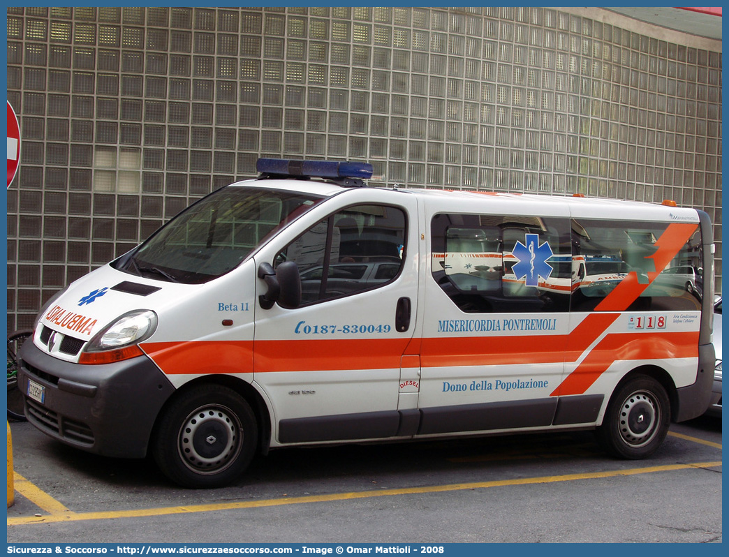 BETA 11
Misericordia di Pontremoli
Renault Trafic III serie
Allestitore Mariani Fratelli S.r.l.
Parole chiave: Misericordie;Misericordia;Pontremoli;Ambulanza;Renault;Trafic;Mariani Fratelli