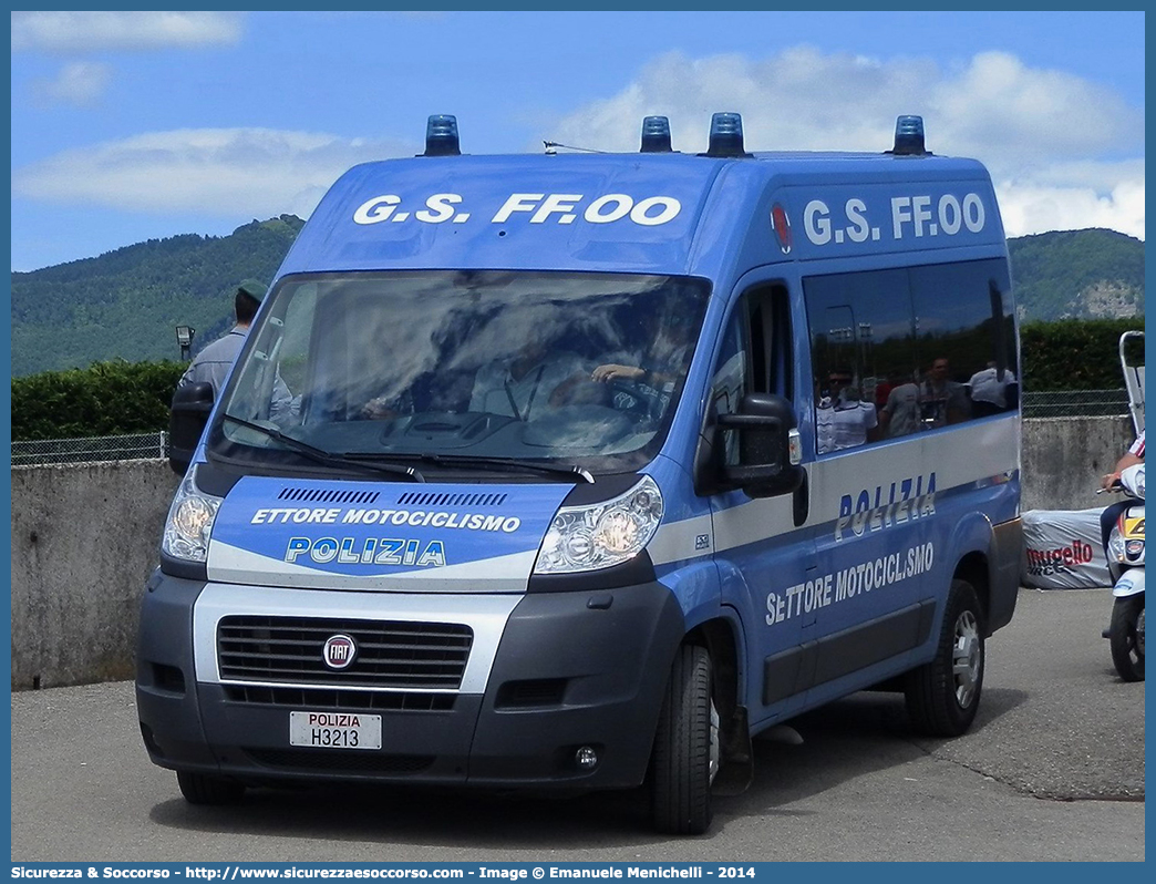 Polizia H3213
Polizia di Stato
Gruppo Sportivo "Fiamme Oro"
Fiat Ducato III serie
Settore Motociclismo
Parole chiave: PS;P.S.;Polizia;di;Stato;Gruppo;Sportivo;Fiamme;Oro;Fiat;Ducato;X250;Atletica;Leggera