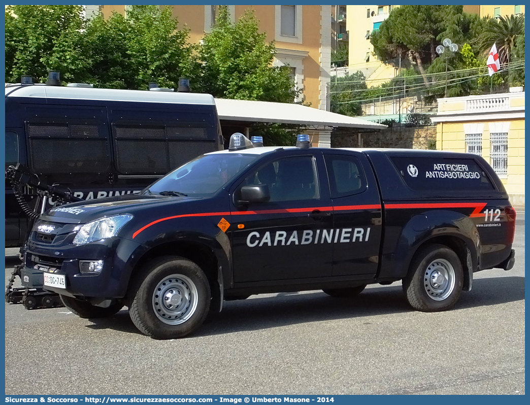 CC DG746
Arma dei Carabinieri
Artificieri Antisabotaggio
Isuzu D-Max II serie
Allestitore Maritan S.r.l.
Parole chiave: Arma dei Carabinieri;Artificieri Antisabotaggio;Isuzu;D-Max;D - Max;Dmax;Maritan Alberto