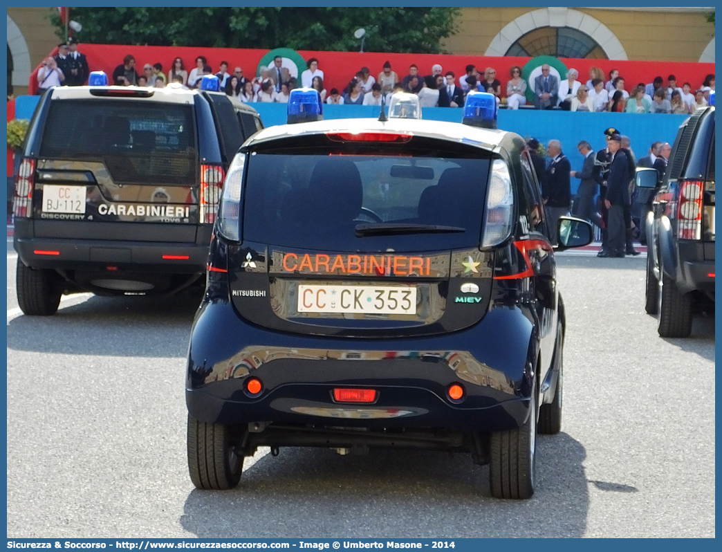 CC CK353
Arma dei Carabinieri
Mitsubishi i-Miev
Allestitore Elevox S.r.l.
Parole chiave: CC;C.C.;Arma;dei;Carabinieri;Mitsubishi;i-Miev;Elevox