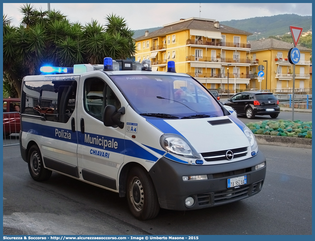 Polizia Locale YA952AA
Polizia Municipale
Comune di Chiavari
Opel Vivaro I serie
Allestitore Bertazzoni S.r.l.
Parole chiave: Polizia;Municipale;Locale;Chiavari;Opel;Vivaro;Bertazzoni;YA952AA;YA 952 AA