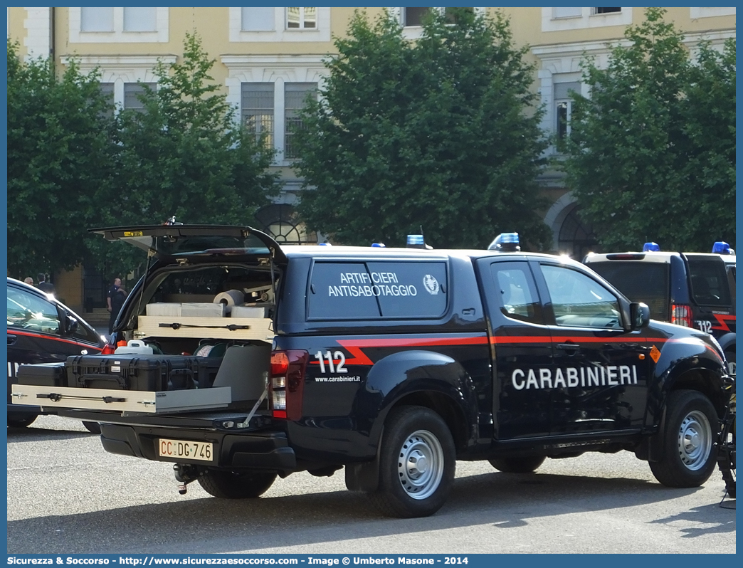 CC DG746
Arma dei Carabinieri
Artificieri Antisabotaggio
Isuzu D-Max II serie
Allestitore Maritan S.r.l.
Parole chiave: Arma dei Carabinieri;Artificieri Antisabotaggio;Isuzu;D-Max;D - Max;Dmax;Maritan Alberto