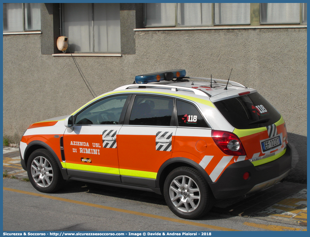 MIKE 12
118 Romagna Soccorso
Ambito Territoriale di Rimini
Opel Antara
Allestitore Vision S.r.l.
(variante)
Parole chiave: 118;Romagna;Soccorso;Rimini;Automedica;Automedicalizzata;Auto Medica;Auto Medicalizzata;Opel;Antara;Vision