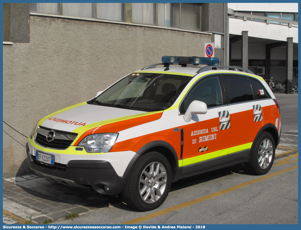 MIKE 12
118 Romagna Soccorso
Ambito Territoriale di Rimini
Opel Antara
Allestitore Vision S.r.l.
(variante)
Parole chiave: 118;Romagna;Soccorso;Rimini;Automedica;Automedicalizzata;Auto Medica;Auto Medicalizzata;Opel;Antara;Vision