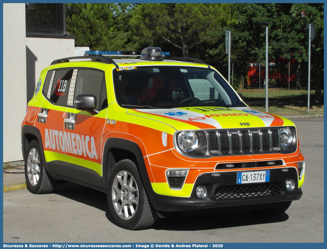 RA 02
118 Romagna Soccorso
Ambito Territoriale di Ravenna
Jeep Renegade I serie restyling
Allestitore Safety Car S.r.l.
Parole chiave: 118;Romagna;Ravenna;Soccorso;Automedica;Automedicalizzata;Auto Medica;Auto Medicalizzata;Jeep;Renegade;Safety Car;Orion