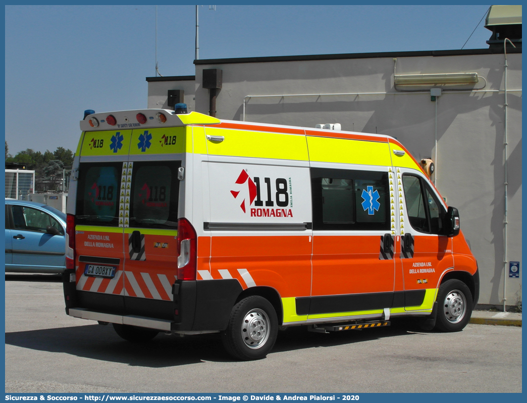 RA 08
118 Romagna Soccorso
Ambito Territoriale di Ravenna
Fiat Ducato III serie restyling
Allestitore Safety Car S.r.l.
Parole chiave: 118;Romagna;Ravenna;Soccorso;Ambulanza;Autoambulanza;Fiat;Ducato;X290;X 290;Orion;Safety Car