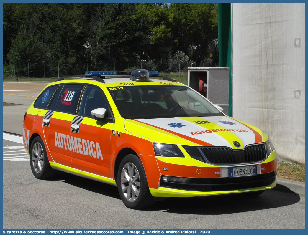 RA 17
118 Romagna Soccorso
Ambito Territoriale di Ravenna
Skoda Octavia Wagon 4x4 V serie
Allestitore Safety Car S.r.l.
Parole chiave: 118;Romagna;Ravenna;Soccorso;Automedica;Automedicalizzata;Auto Medica;Auto Medicalizzata;Skoda;Octavia;SW;S.W.;Station;Wagon;4x4;4 x 4;Safety Car