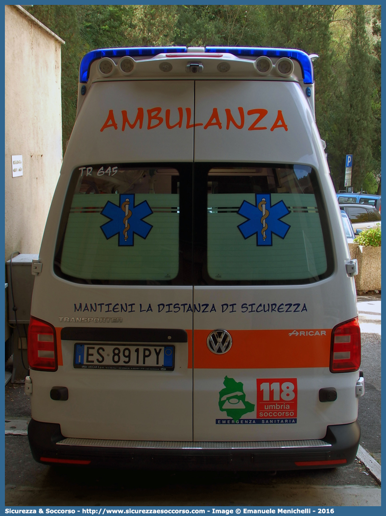 TR 645
118 Umbria Soccorso
Azienda USL Umbria 2
Volkswagen Transporter T6
Allestitore Aricar S.p.A.
Parole chiave: 118;Umbria;Terni;Soccorso;Ambulanza;Autoambulanza;Volkswagen;Transporter;T6;T 6;Aricar