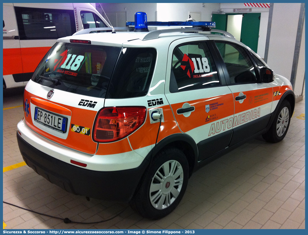 BO 2301
118 Imola Soccorso
Fiat Sedici II serie
Allestitore EDM S.r.l.
Parole chiave: 118;Imola;Soccorso;Automedica;Auto Medica;Automedicalizzata;Auto Medicalizzata;Fiat;Sedici;EDM;E.D.M.