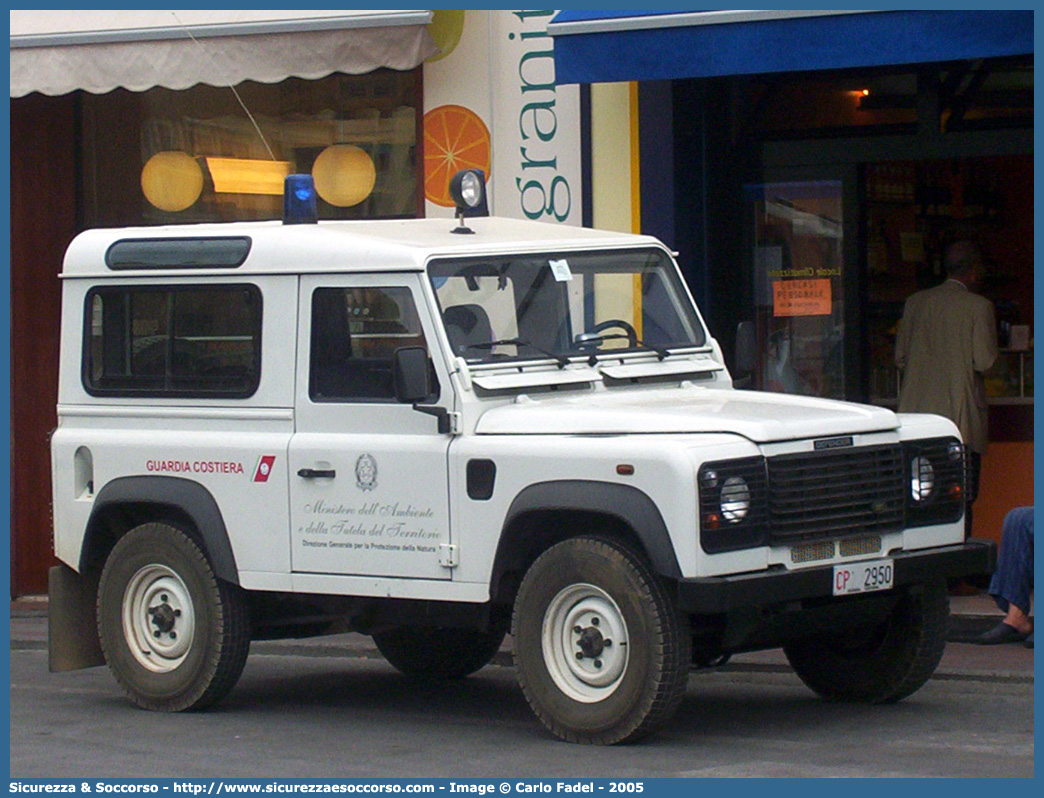 CP 2950
Corpo delle Capitanerie di Porto
Guardia Costiera
Land Rover Defender 90
Parole chiave: CP;GC;C.P.;G.C.;Guardia Costiera;Capitaneria di Porto;Capitanerie di Porto;Land Rover;Defender;90;2950