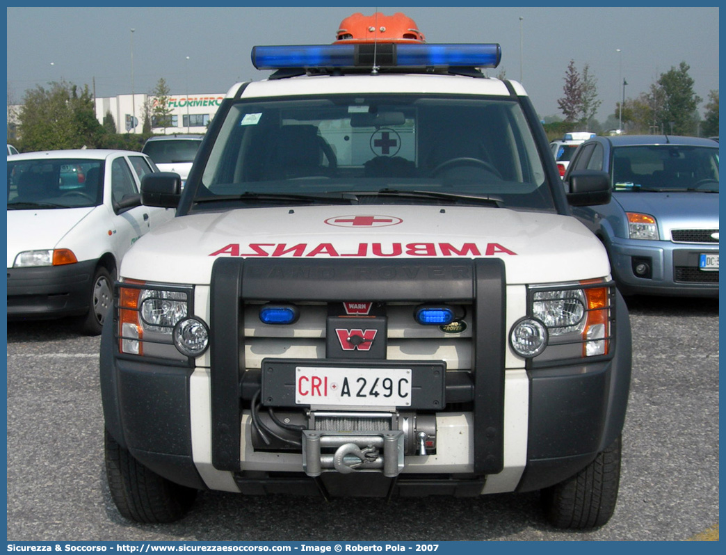 CRI A249C
Croce Rossa Italiana
Cogoleto
Land Rover Discovery 3
Allestitore Mariani Fratelli S.r.l.
Parole chiave: Croce;Rossa;Italiana;CRI;C.R.I.;Ambulanza;Land Rover;Discovery;3;Mariani Fratelli;Cogoleto