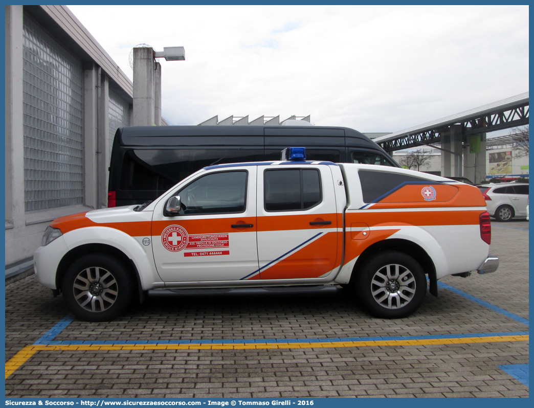 1513
Croce Bianca - Weisses Kreuz
Protezione Civile - Zivilschutz
Nissan Navara II serie
Parole chiave: Croce Bianca;Weisses Kreuz;WK;Sezione;Bolzano;Sektion;Bozen;Protezione Civile;Zivilschutz;Nissan;Navara