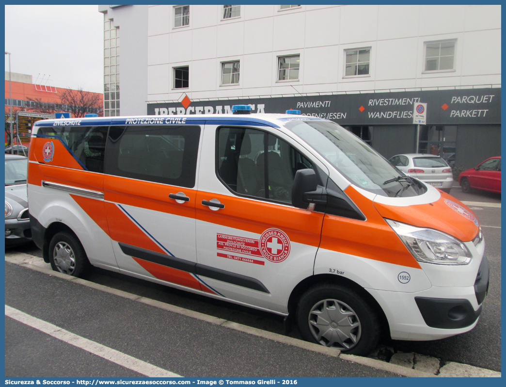 1552
Croce Bianca - Weisses Kreuz
Protezione Civile - Zivilschutz
Ford Tourneo Custom
Parole chiave: Croce;Bianca;Weisses;Kreuz;WK;Protezione;Civile;Zivilschutz;Ford;Tourneo;Custom