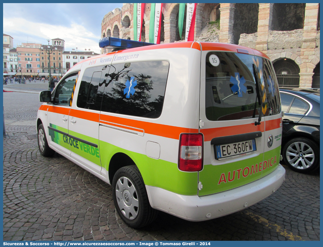 15
Croce Verde Verona
Volkswagen Caddy III serie
Allestitore Ambitalia S.p.A.
Parole chiave: Croce Verde;CV;C.V.;Verona;Pubblica;Assistenza;Automedica;Volkswagen;Caddy;Ambitalia;15