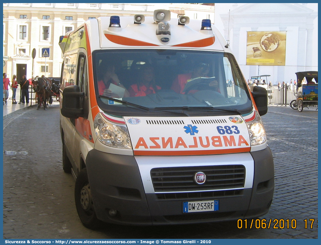 683
118 A.R.E.S.
Fiat Ducato III serie serie
Allestitore FAST S.r.l.
Parole chiave: 118;A.R.E.S.;ARES;Azienda;Regionale;Emergenza;Sanitaria;Lazio;Soccorso;Roma;Ambulanza;Fiat;Ducato;FAST