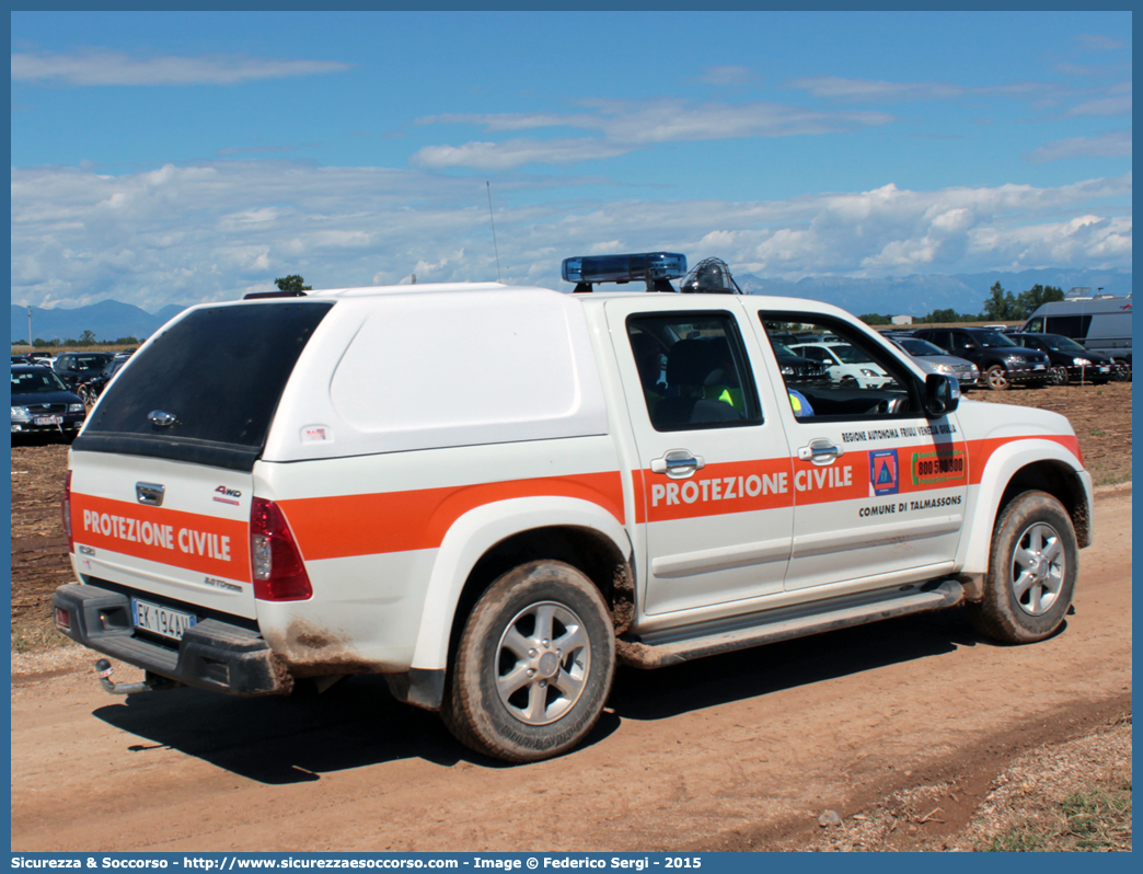 -
Regione Friuli Venezia Giulia
Comune di Talmassons
Isuzu D-Max I serie I restyling
Parole chiave: PC;P.C.;Protezione;Civile;Friuli;Venezia Giulia;Talmassons;Isuzu;D-Max;DMax