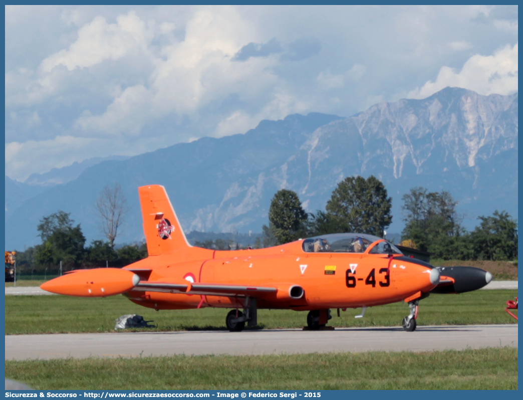 6-43
Aeronautica Militare Italiana
Aermacchi MB-326
Parole chiave: AM;A.M.I.;AMI;Aeronautica;Militare;Italiana;Aermacchi;MB-326;MB326;MB;326