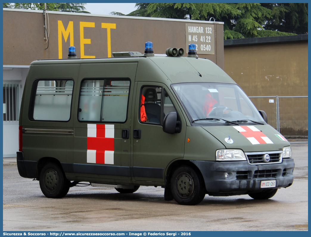 AM CC261
Aeronautica Militare Italiana
Servizio Sanitario
Fiat Ducato II serie restyling
Allestitore Bollanti S.r.l.
Parole chiave: AMI;A.M.I.;Aeronautica;Militare;Italiana;Servizio;Sanitario;Fiat;Ducato;Bollanti