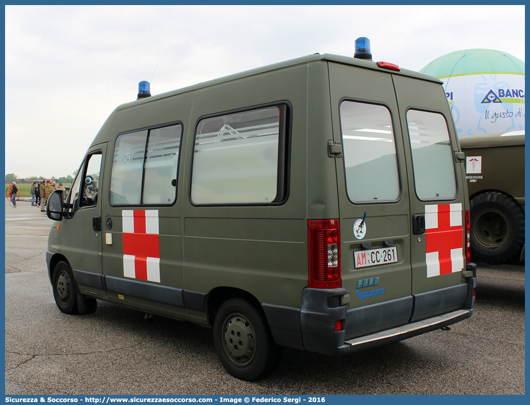 AM CC261
Aeronautica Militare Italiana
Servizio Sanitario
Fiat Ducato II serie restyling
Allestitore Bollanti S.r.l.
Parole chiave: AMI;A.M.I.;Aeronautica;Militare;Italiana;Servizio;Sanitario;Fiat;Ducato;Bollanti