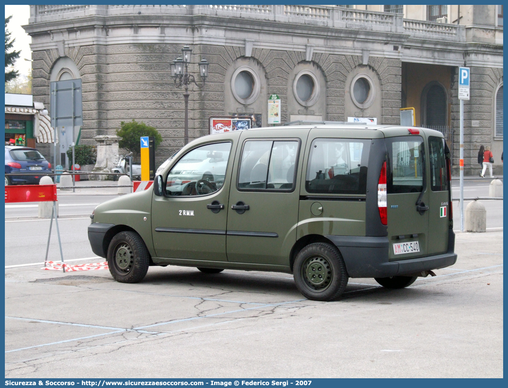 AM CC540
Aeronautica Militare Italiana
Fiat Doblò I serie
2° Reparto Manutenzione Missili
Parole chiave: AMI;A.M.I.;Aeronautica;Militare;Italiana;Fiat;Doblò;2;Reparto;Manutenzione;Missili;CC540