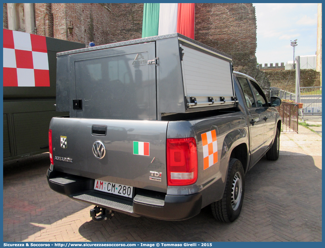 AM CM280
Aeronautica Militare Italiana
Servizio Antincendio
Volkswagen Amarok
Allestitore Aris S.p.A.
(II variante)
Parole chiave: AMI;A.M.I.;Aeronautica;Militare;Italiana;Volkswagen;Amarok;Aris;Servizio;Antincendio