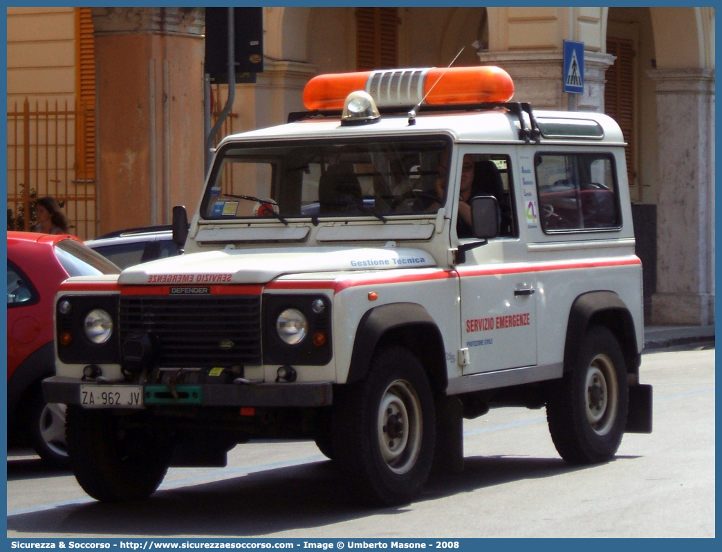 -
Azienda Sanitaria Locale 4 Chiavarese
Land Rover Defender 90
Servizio Emergenze
Parole chiave: ASL;A.S.L.;USL;U.S.L.;Azienda;Sanitaria;Locale;Land Rover;Defender;90;Servizio;Emergenze